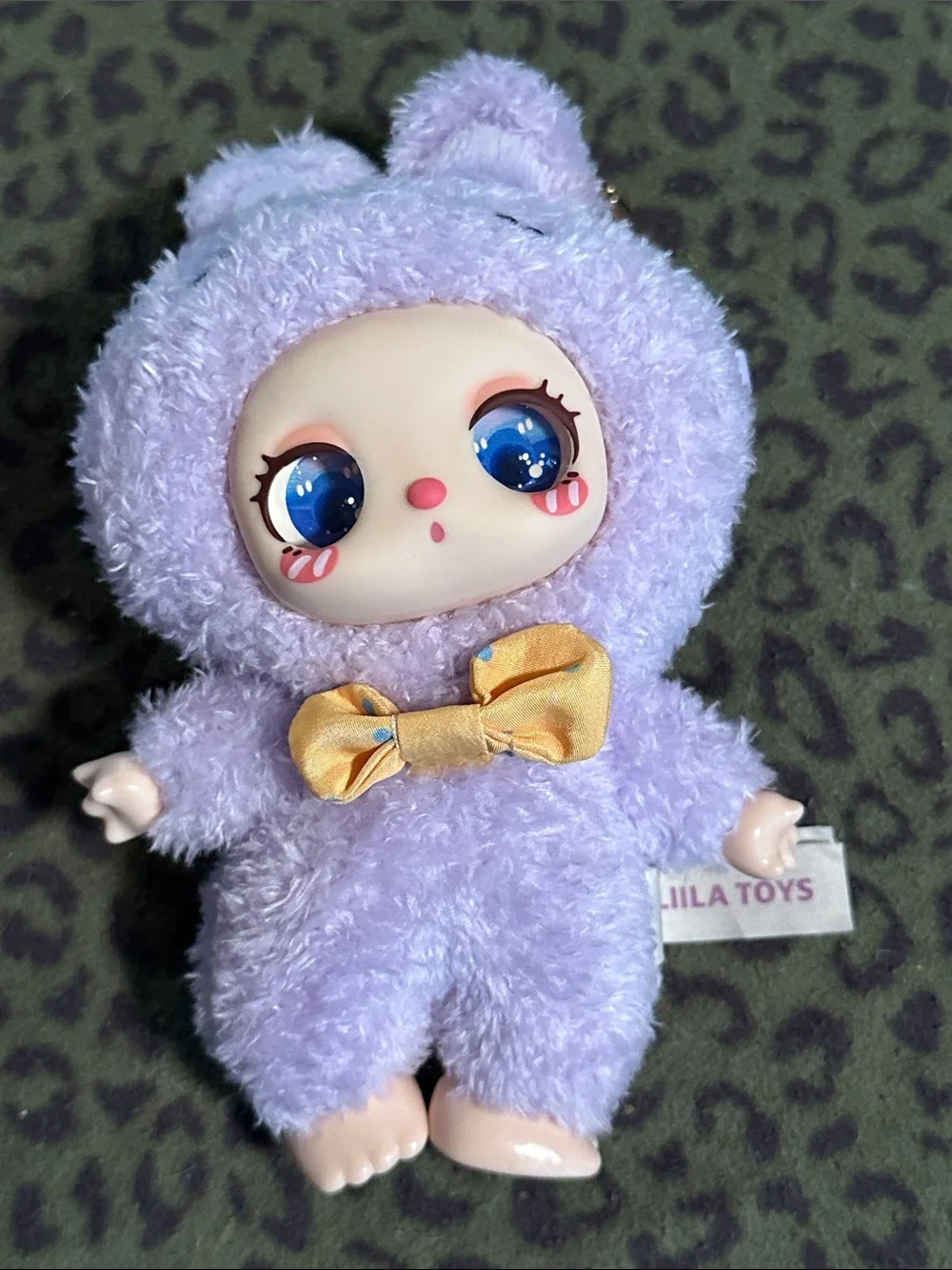 Lilac Plush Doll with Gold Bow - Collectible Kids Toy